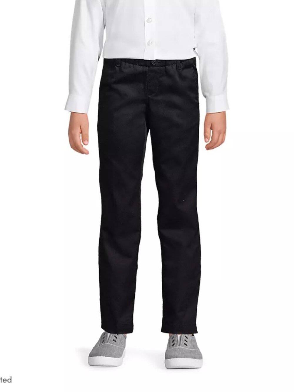 Lands' End School Uniform Girls Black Plain Front Chino Pants, NWT